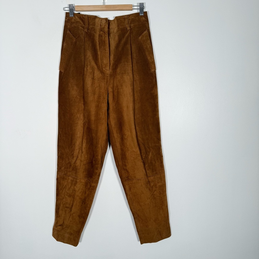 Vintage Irving Samuel Brown Pig Suede High Waisted Tapered Pant M